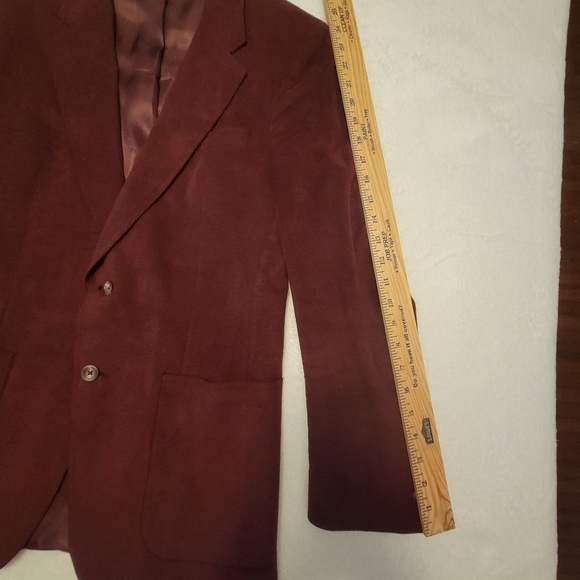 Vintage Men's Medium Suede Dark Red Dinner Jacket Burgundy Old Money Fall Winter - Picture 14 of 16